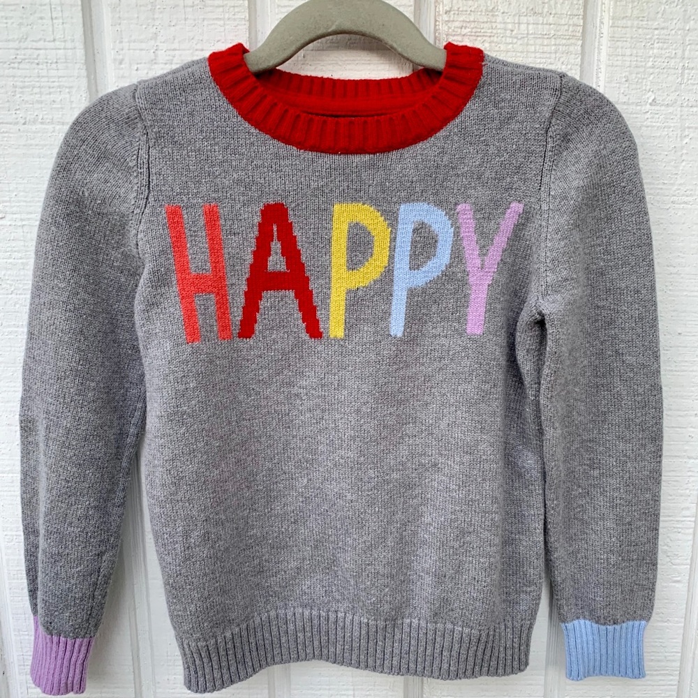 Gap 2t Happy Gray Sweater with rainbow letters